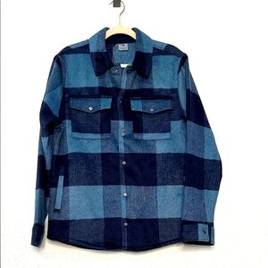 Men’s Medium VRST Fleece Button Down Blue Plaid Jacket NWT